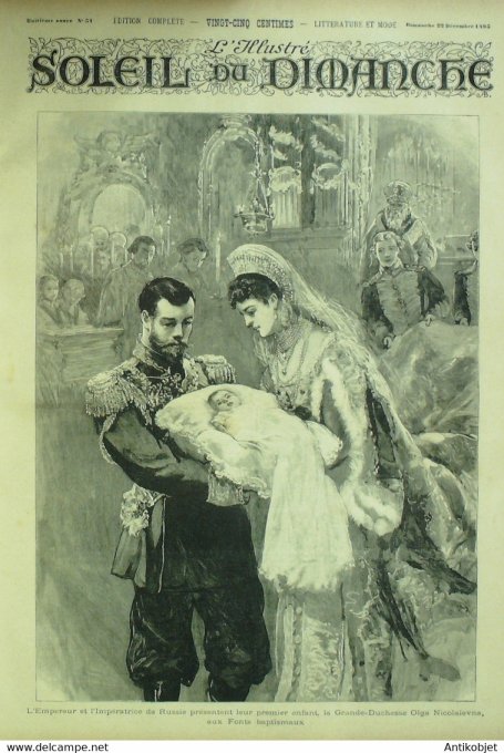 Soleil du Dimanche 1895 n°51  Russie Olga Nixcolaievna Charlemagne Gal Davout