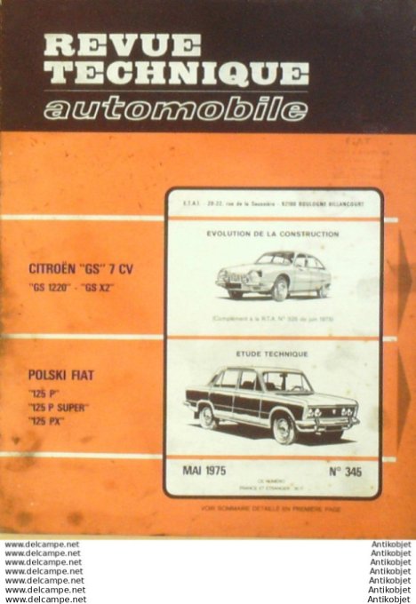 R.T Automobile Citroën Gs 7cv 1220 Polski Fiat 125   # 345