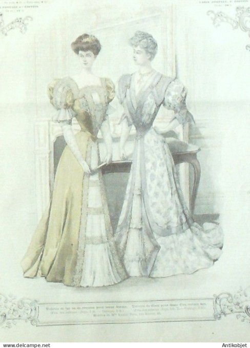 La Mode illustrée journal 1905 n° 39 Toilettes de bal & dîner