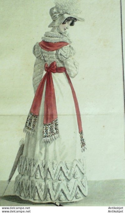Costume Parisien 1822 # 2099 Robe perkale écharpe de barèges