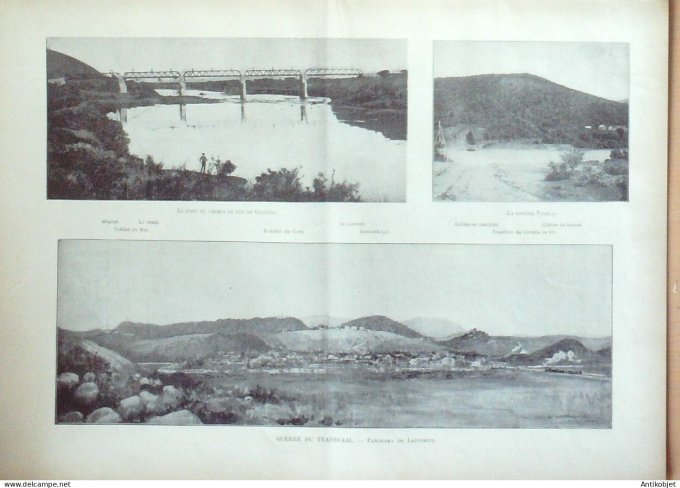 Le Monde illustré 1899 n°2226 Afrique-Sud Kimberlet Est-Court Ladysmith Transvaal Tugela Colenso