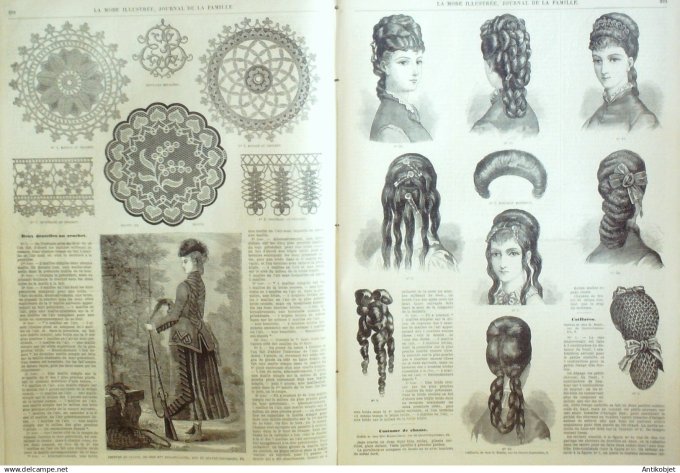La Mode illustrée journal + gravure associée 1876 # 37