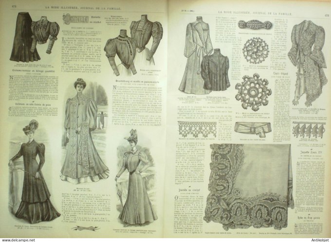 La Mode illustrée journal 1905 n° 39 Toilettes de bal & dîner