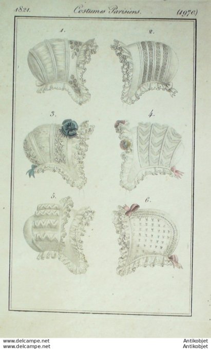 Costume Parisien 1821 # 1970 Toques cornettes Bonnets