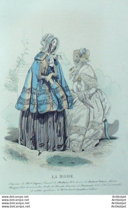 Gravure La mode 1842 # 32 (aquarelle old Fashion plate)