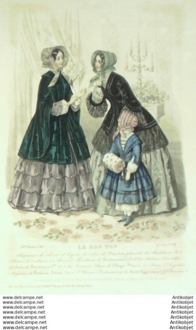 Gravure Mode Le Bon Ton 1849 16 # 36 (aquarelle old fashion plate)