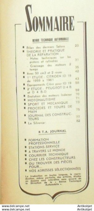 R.T Automobile Citroën Id 19 Peugeot D4B écurie Edger 177 # 1961