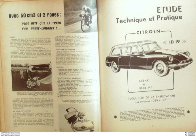 R.T Automobile Citroën Id 19 Peugeot D4B écurie Edger 177 # 1961