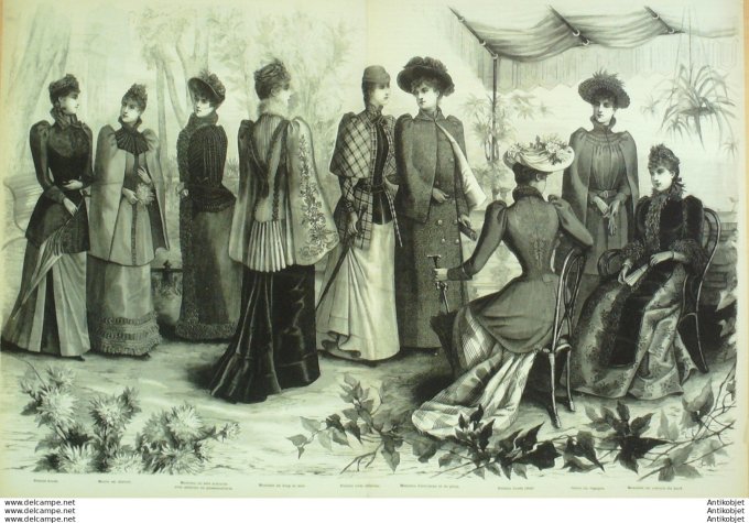 Gravure de mode La Mode illustrée (Maison Coussinet) Pardessus hiver