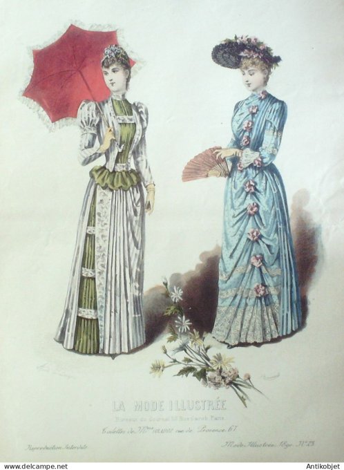 Gravure Mode illustree 1890 # 23 (Old Fashion plate) RARE