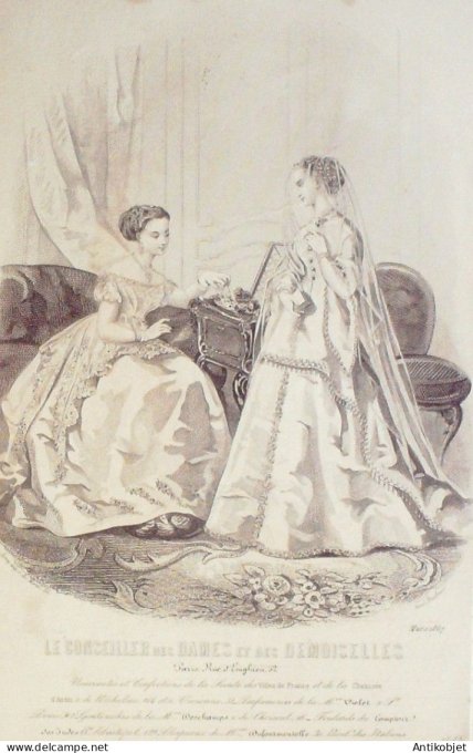 Gravure Mode Conseiller des Dames 1867 #  3 (aquarellee Old Fashion plate)