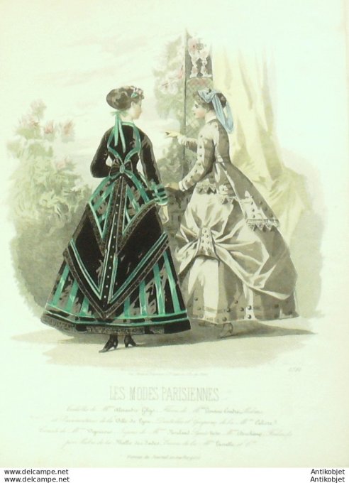 Gravure Les Modes Parisiennes 1865 #1281 Robes velours Maison Ghys