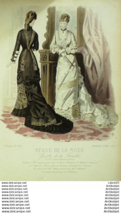 Gravure Mode La Gazette 1878 # 324 (Old Fashion plate)