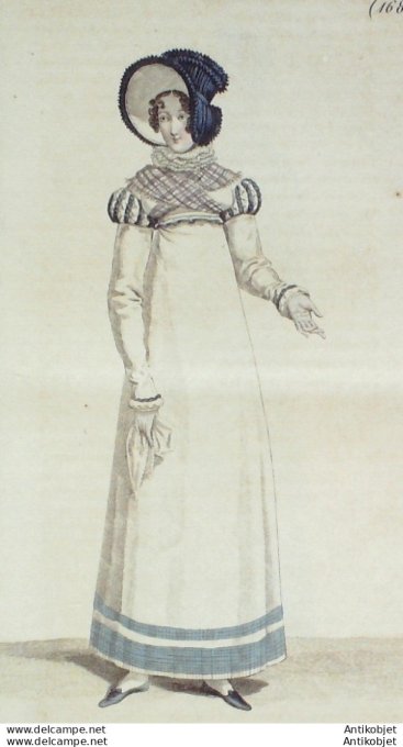 Gravure de mode Costume Parisien 1817 n°1680 Robe de mérinos