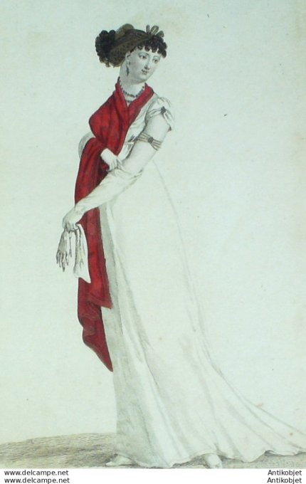 Gravure de mode Costume Parisien 1804 n° 536 (An 12) Réseau en or