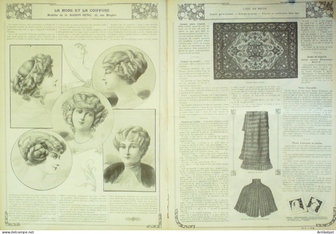 La Mode illustrée journal 1911 n° 44 Toilettes Costumes Passementerie