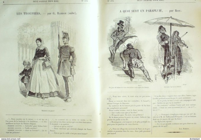 Petit journal pour Rire 1866 # 575 A quoi sert un parapluie Riou