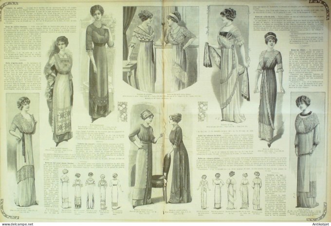 La Mode illustrée journal 1911 n° 44 Toilettes Costumes Passementerie