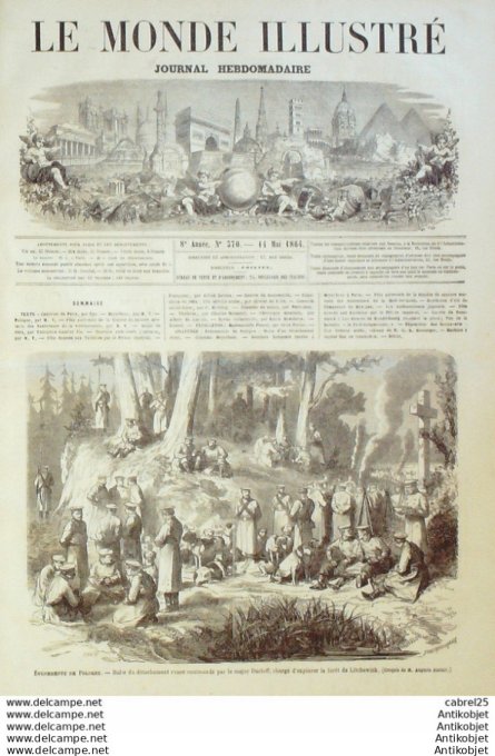 Le Monde illustré 1864 n°370 Pologne Litchewick Mexique Chapultepec Japon Ambassadeurs Locomobile He