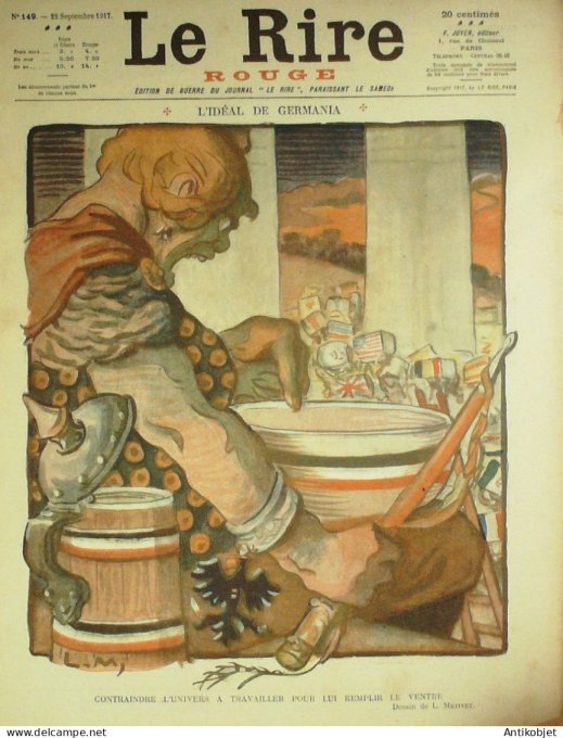 Le Rire Rouge 1917-09-22 # 149 Journal humoristique Ed.Originale Germania