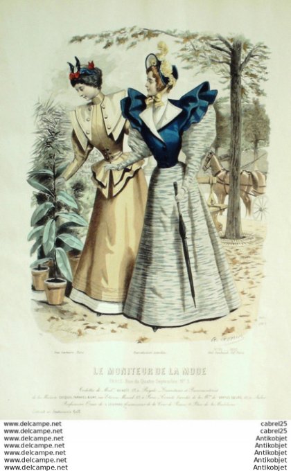 Gravure Mode Le Moniteur 1893 # 36 (Old Fashion plate)