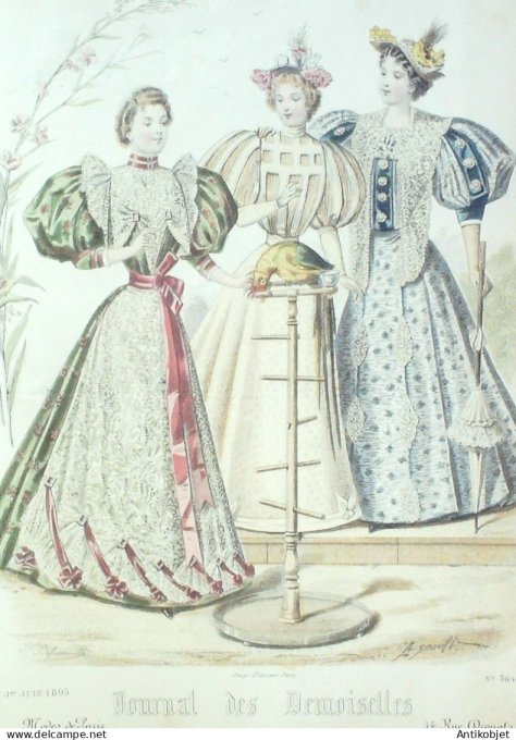Gravure Mode J.Demoiselles 1895 # 5044 (Old Fashion plate)