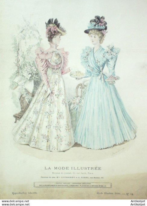 Gravure Mode illustree 1896 # 34 (Old Fashion plate) rare