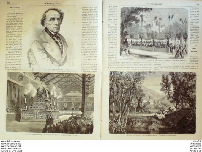 Le Monde illustré 1864 n°370 Pologne Litchewick Mexique Chapultepec Japon Ambassadeurs Locomobile He