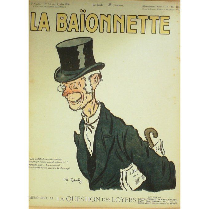 La Baionnette 1916 n°054 (Question des loyers) ORDNER FABIANO BRANLY POULBOT CAPY