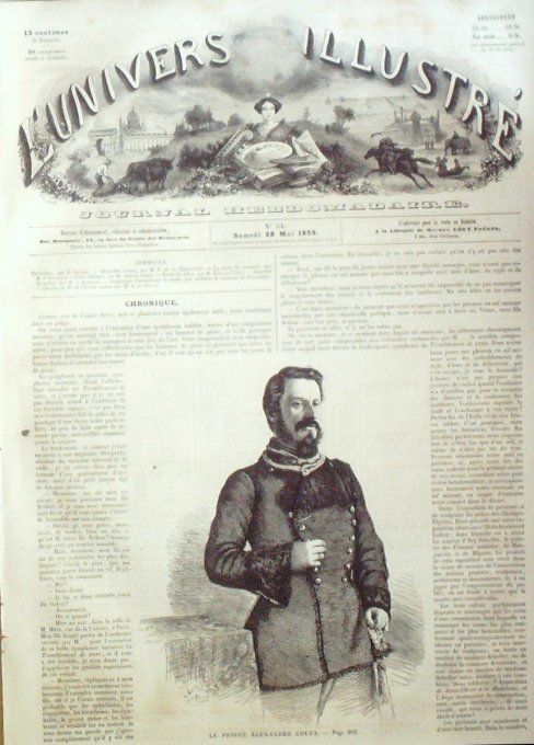 L'Univers illustré 1859 #  54 prince Alexandre Couza Suisse chemin de fer Ary Scheffer