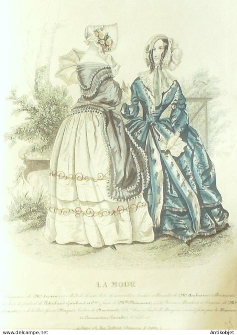 Gravure La mode 1841 # 25 (aquarelle old Fashion plate)