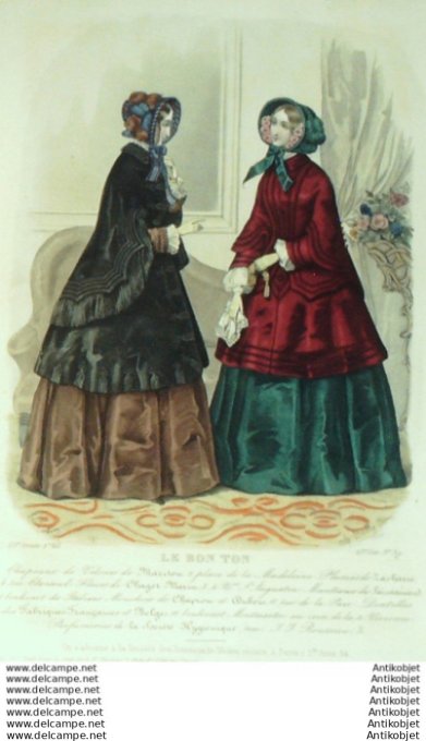 Gravure Mode Le Bon Ton 1849 16 # 39 (aquarelle old fashion plate)