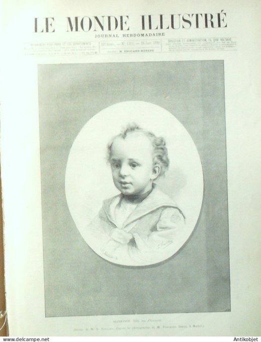 Le Monde illustré 1890 n°1712 Espagne Alphonse XIII & Augusta Bruxelles Théâtre Brésil Rio de Janeir