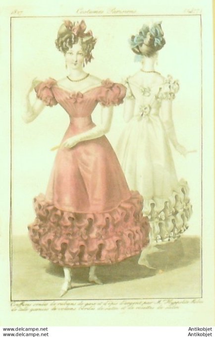 Costume Parisien 1827 # 2477 Robes de tulle garnies de volans
