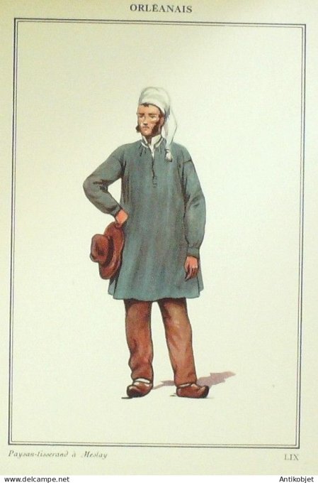 Centre-Val de Loire Orléanais Meslay (45) Paysan Tisserand signé  par P.A Leroux XXème