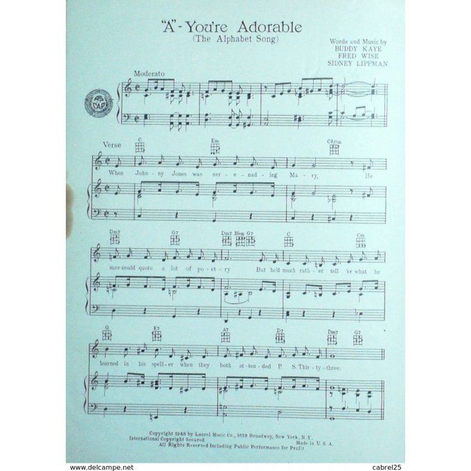 BUDDY KAYE-A YOU'RE ADORABLE-1948