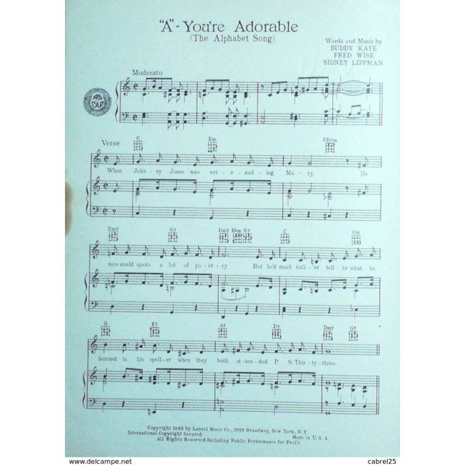 Buddy Kaye A You're Adorable 1948