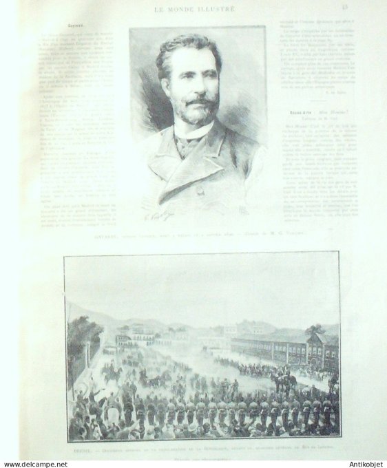 Le Monde illustré 1890 n°1712 Espagne Alphonse XIII & Augusta Bruxelles Théâtre Brésil Rio de Janeir