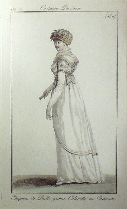 Gravure Mode Costume Parisien 1804 an 12 # 550 (eau forte old Fashion plate