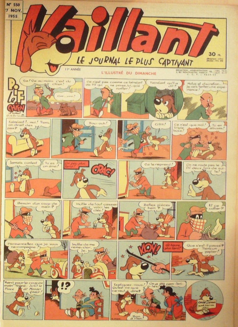 PIF Vaillant 1955 n°550 Capitaine Cormoran Pif le chien