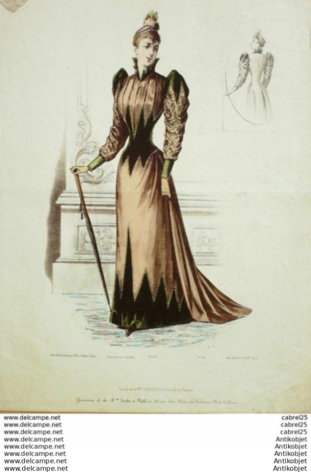 Gravure Mode Le Coquet 1890 # 51 (Old Fashion plate)