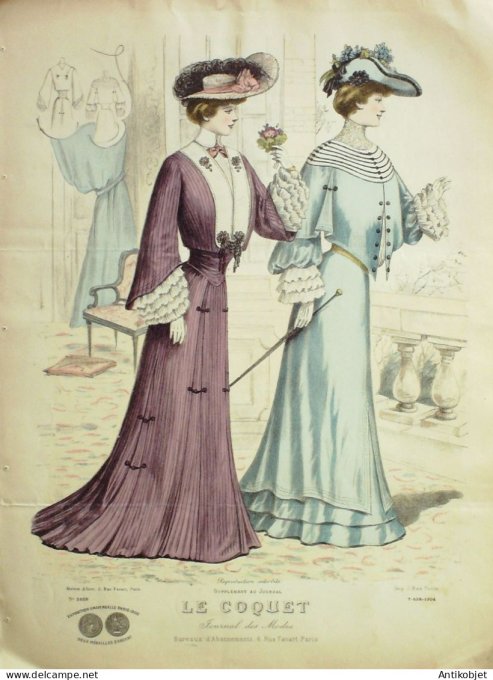 Gravure Mode Le Coquet 1904 # 11 (Old Fashion plate)