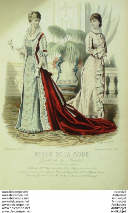 Gravure Mode La Gazette 1878 # 325 (Old Fashion plate)