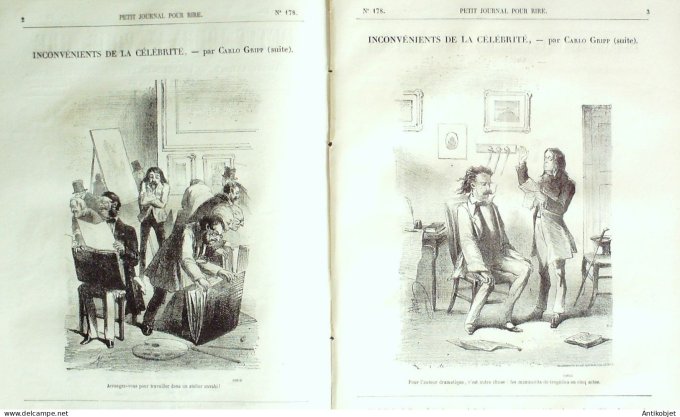 Petit journal pour Rire 1858 # 178 Inconvenients de la celebrite Gripp