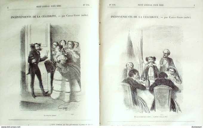 Petit journal pour Rire 1858 # 178 Inconvenients de la celebrite Gripp