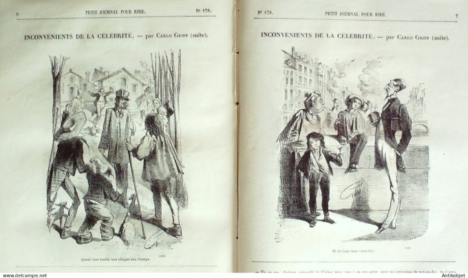 Petit journal pour Rire 1858 # 178 Inconvenients de la celebrite Gripp