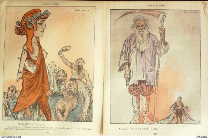 L'Assiette au beurre 1902 #  50 Les Masques Morin Louis