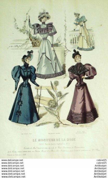 Gravure Mode Le Moniteur 1893 # 42 (Old Fashion plate)