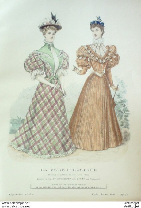 Gravure Mode illustree 1896 # 28 (Old Fashion plate) rare