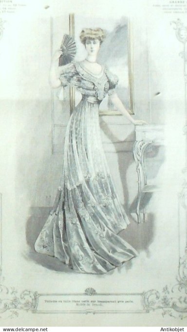 La Mode illustrée journal 1906 n° 33 Toilette en Tulle